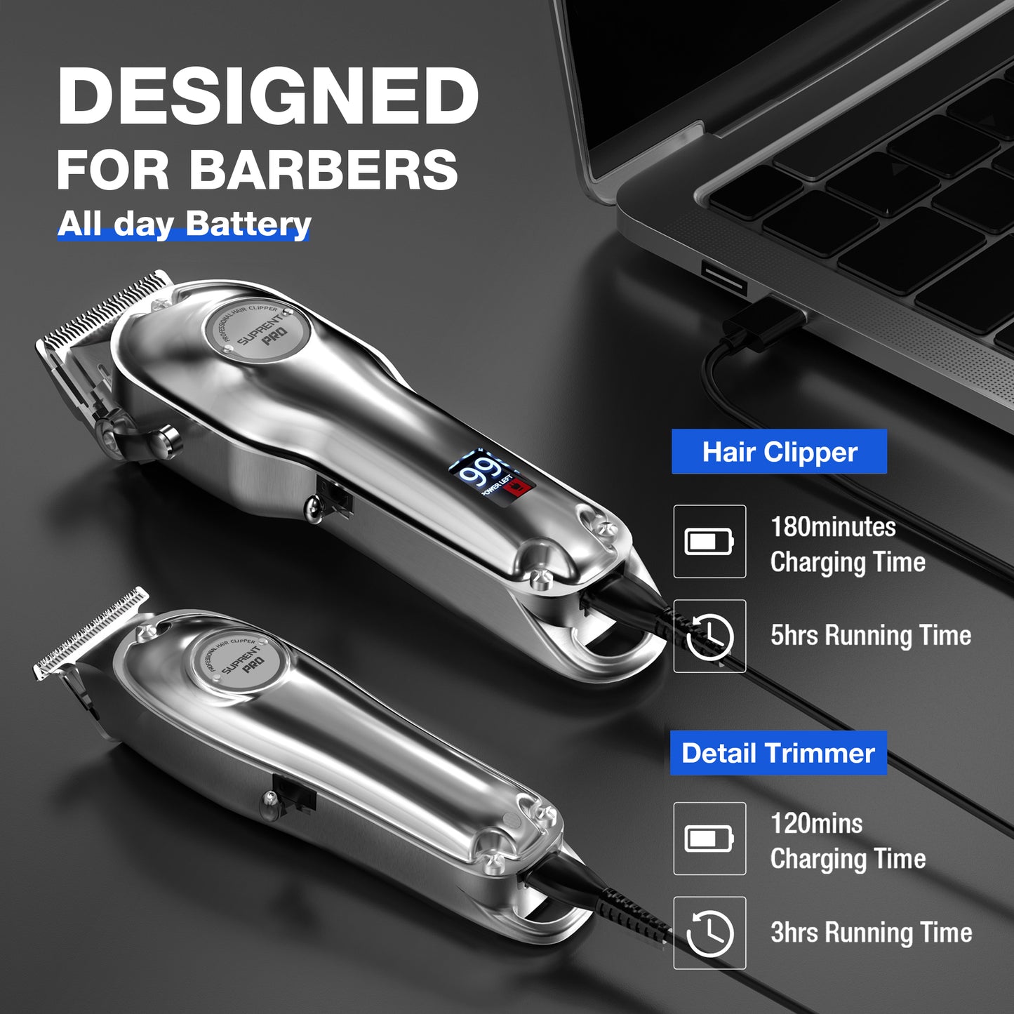 SUPRENT THE SILVER KNIGHT Professional Hair Clipper Kit HC596SX